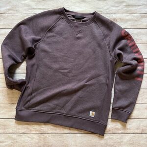 Carhartt Womens Large Pullover Sweatshirt Logo Print Relaxed Fit Crewneck Purple